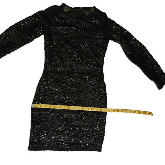 DYNAMITE Black Long Sleeve Sequined Mini Dress Size XS - Picture 6 of 13